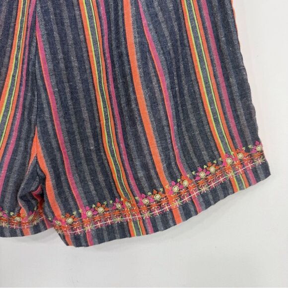 THML Blue Pink Orange Stripe Embroidered
Hem Tie Waist Cotton Blend Shorts NEW - Picture 12 of 16
